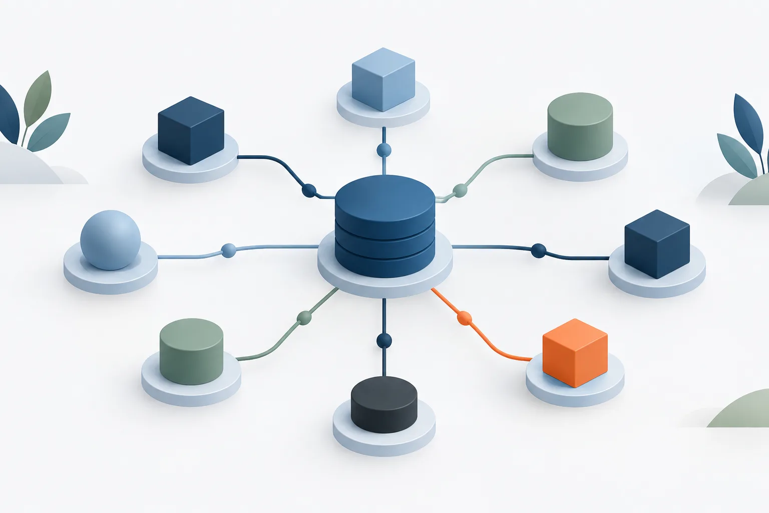 Abstract network of connected nodes showing how business systems depend on one another.